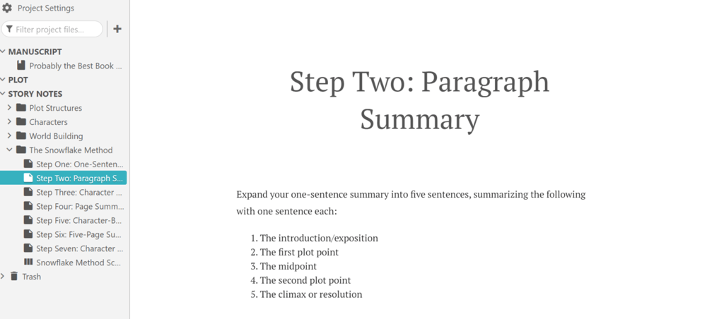 Step Two of the Snowflake Method: Expand your sentence summary into a paragraph