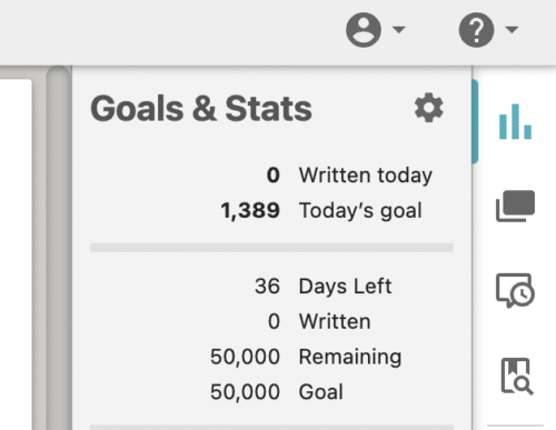 A screenshot of Dabble's Goals & Stats tracker.