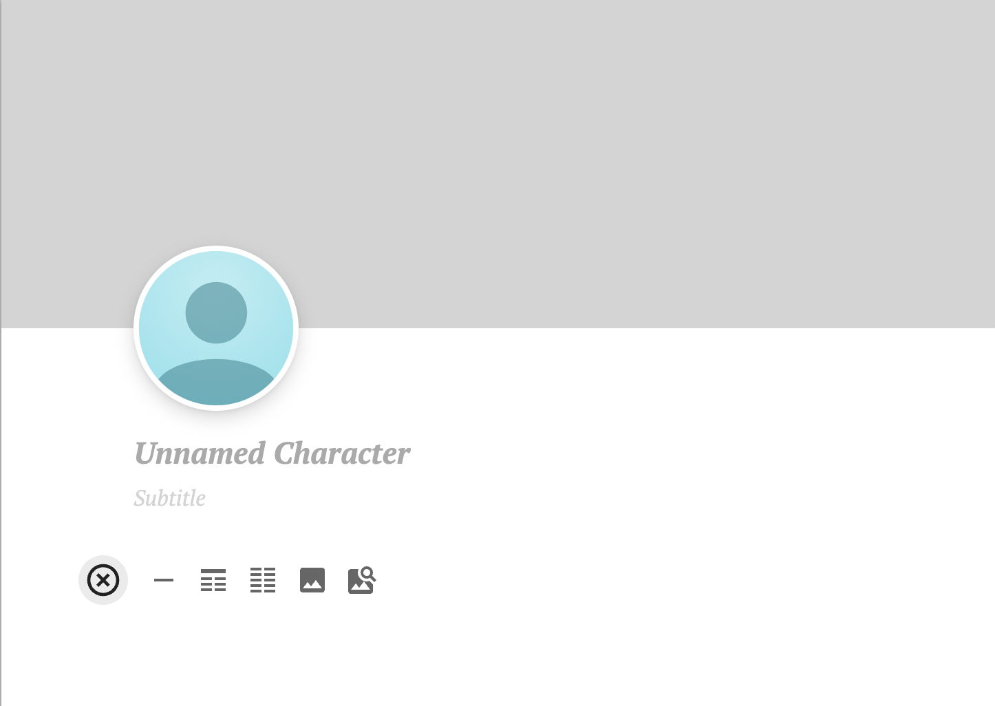A blank Dabble character profile.