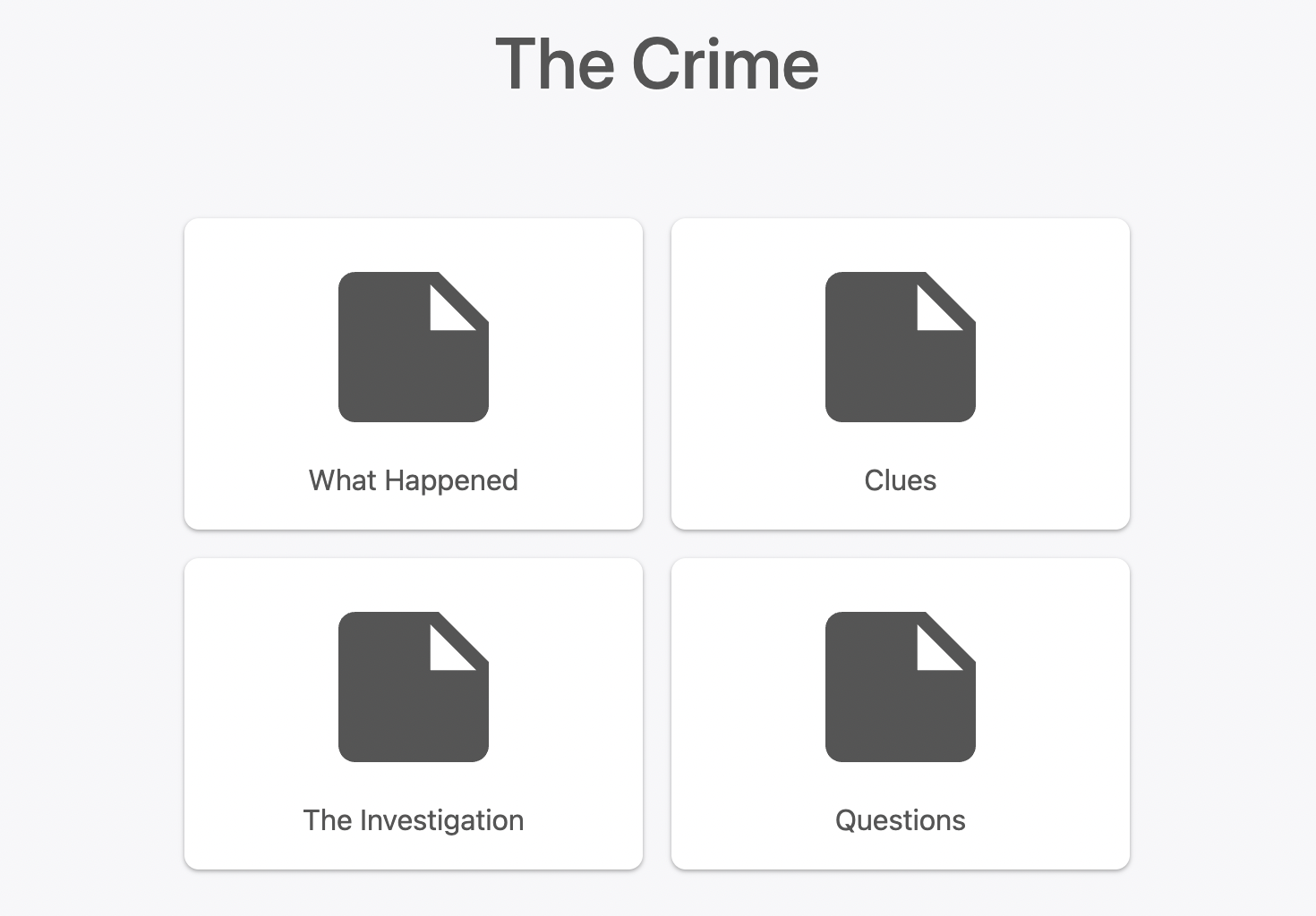 A folder full of notes related to the crime of a mystery novel.