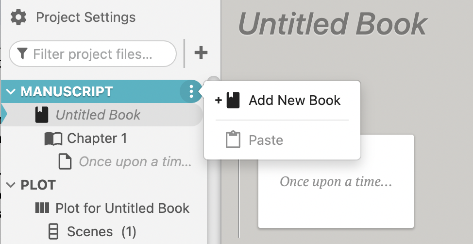 Dabble's menu for adding a new book.