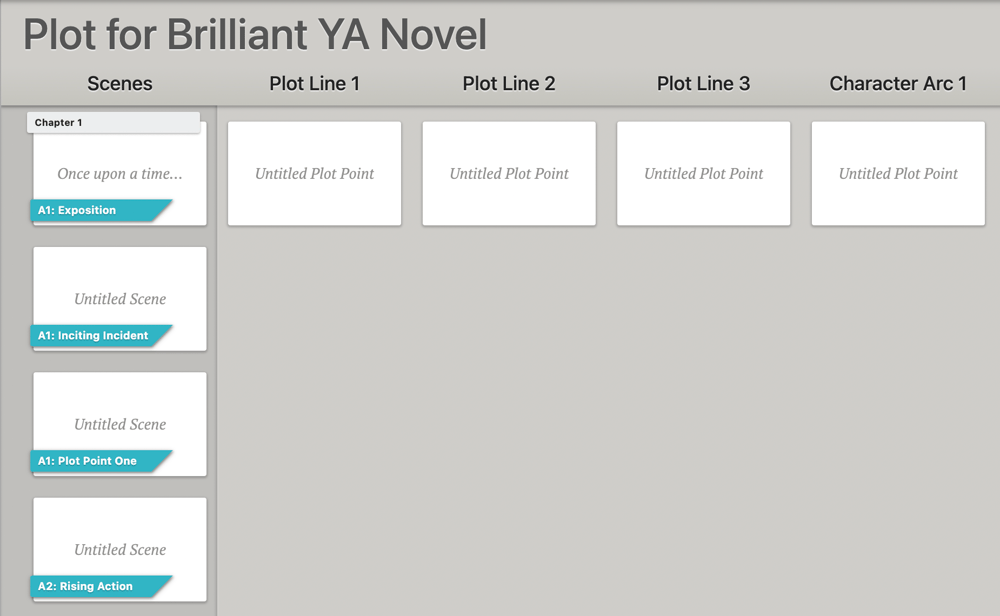 YA Plot Grid with Ribbons for story beats.