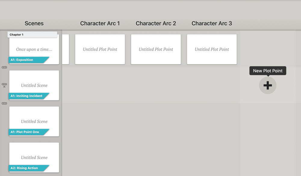 The plus sign for creating a new plot point on a Plot Grid.