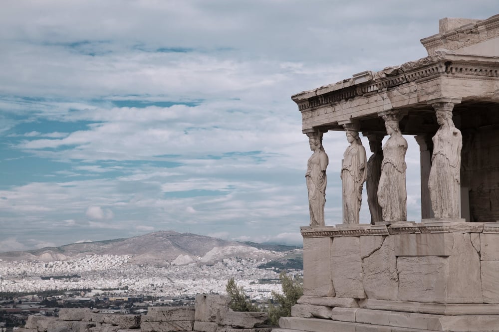 Statues in an ancient Greek temple.
