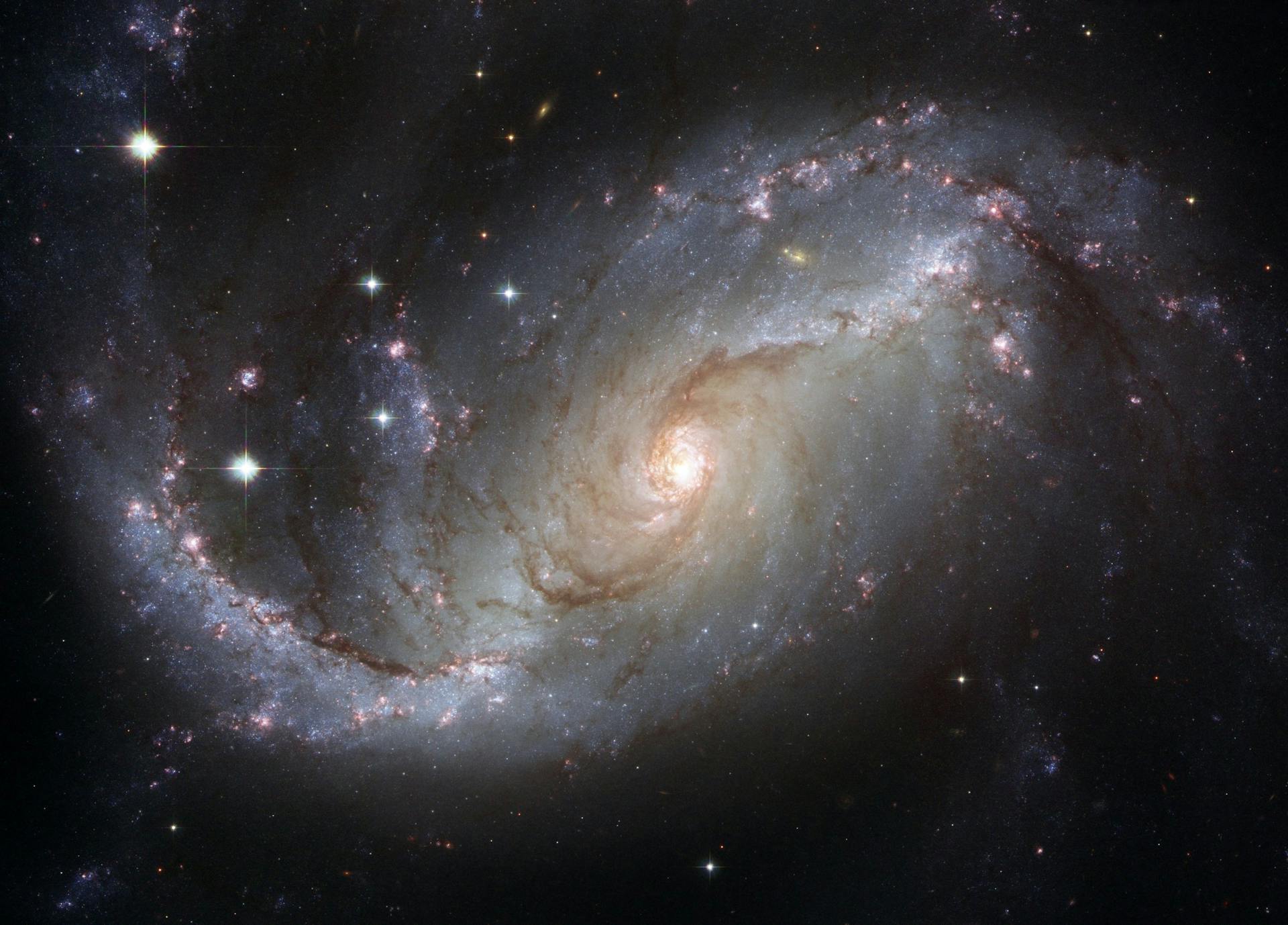 A swirl of bright stars form the galaxy.