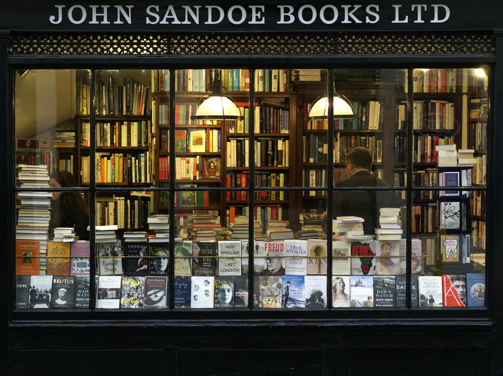 The front window of a bookstore.