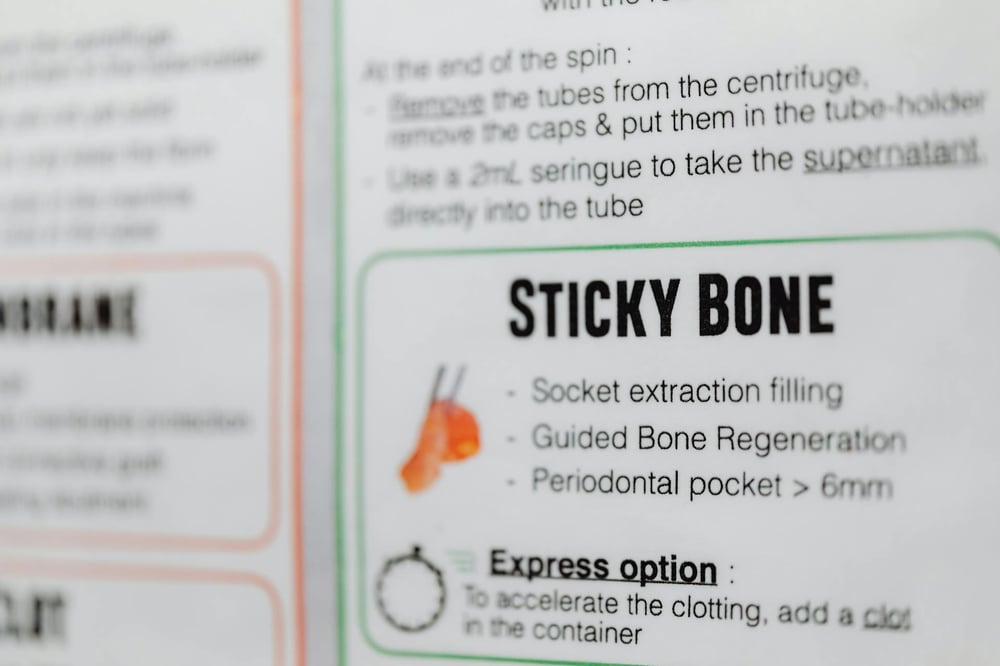 Close-up of instructions for periodontal procedures.