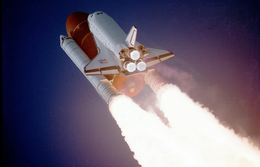 A US space shuttle launches.