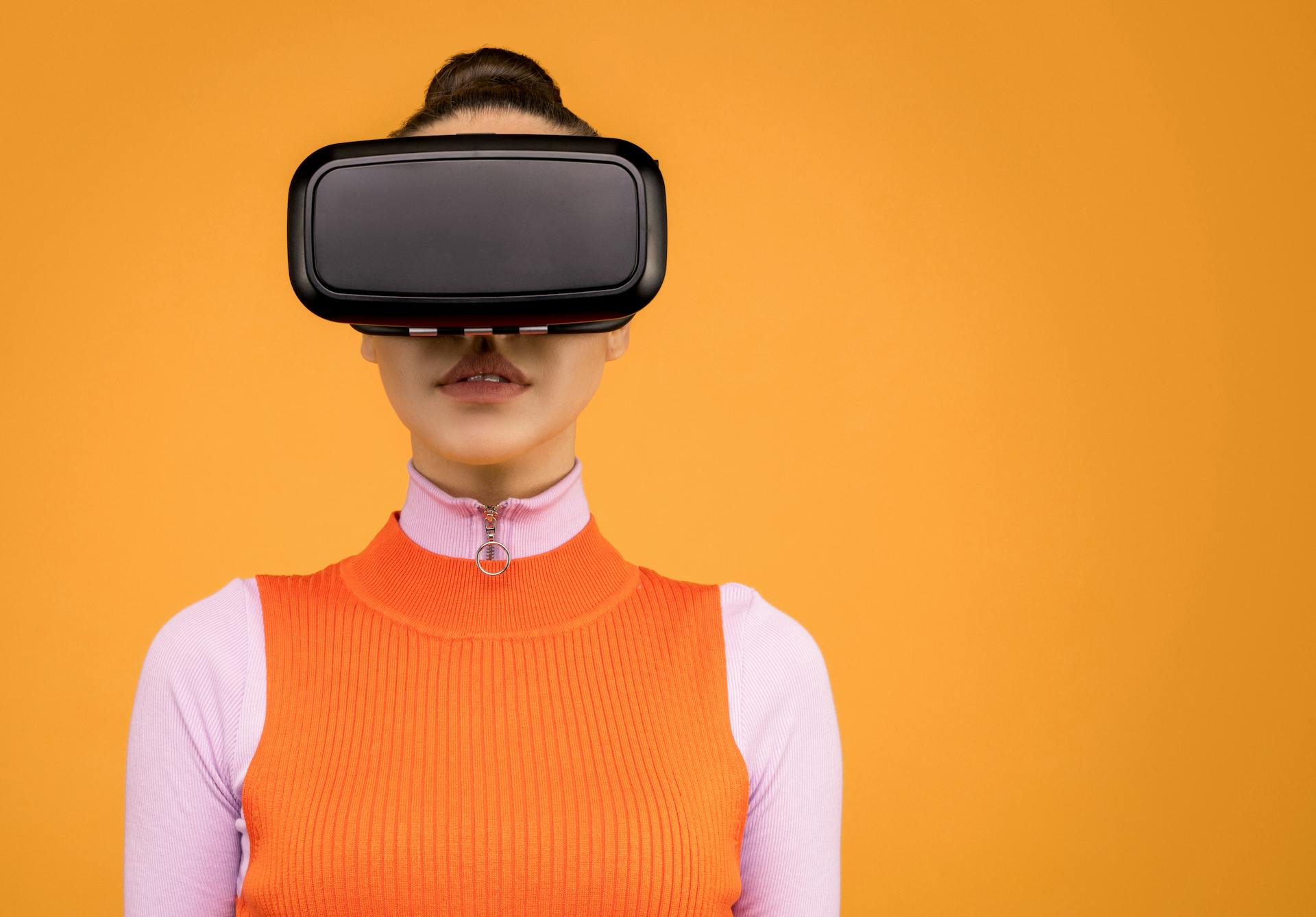 A person wearing a virtual reality headset.