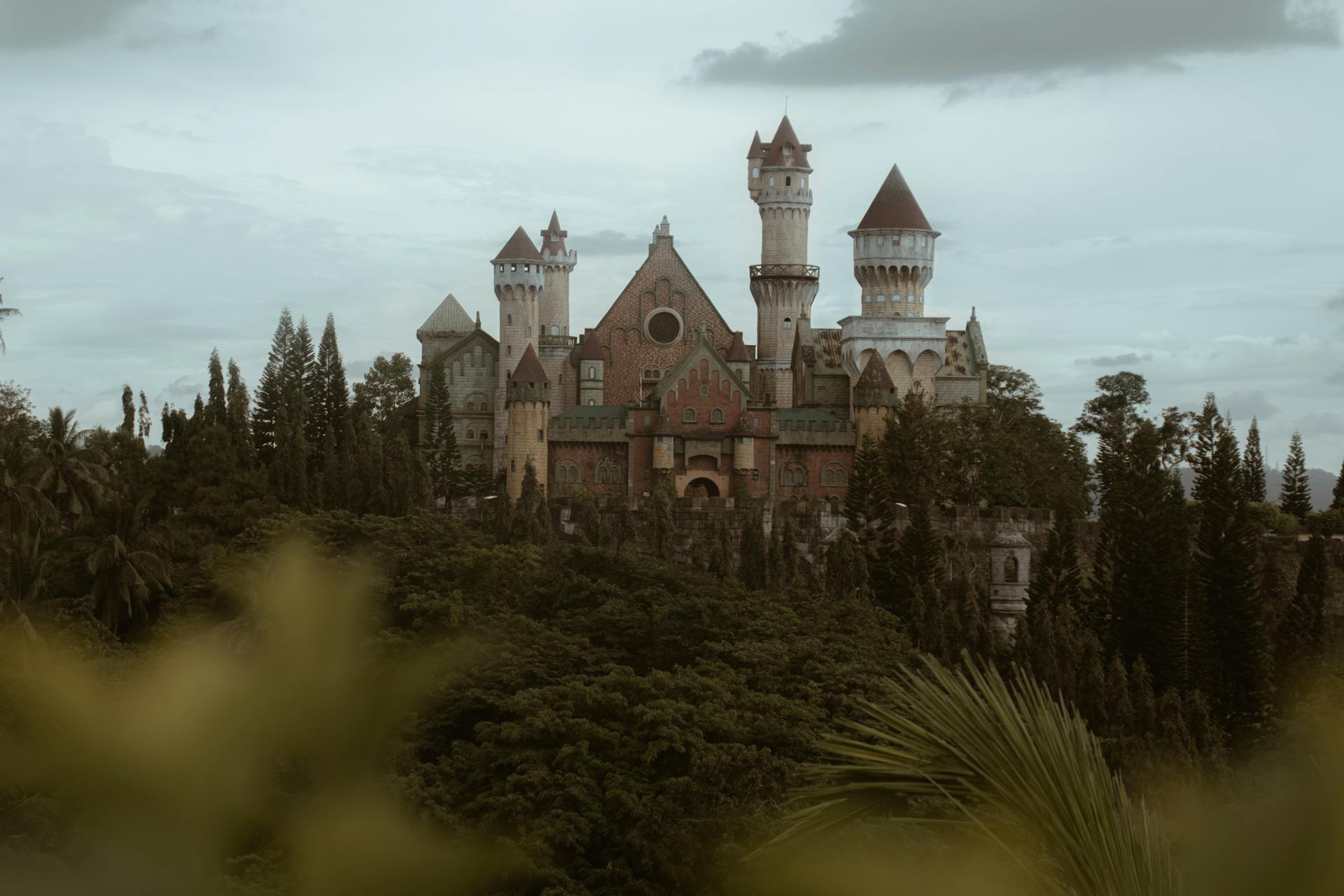 A castle surrounded by trees.
