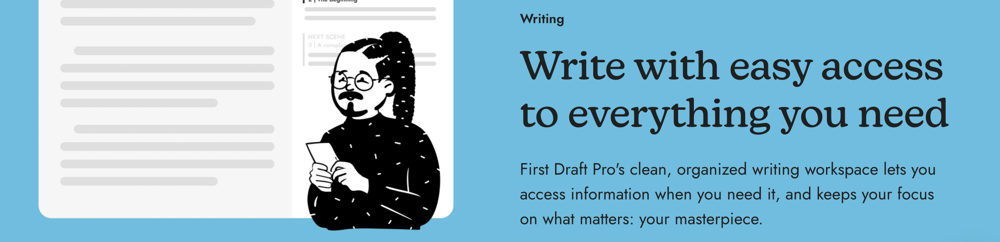 A screenshot from the First Draft Pro homepage saying