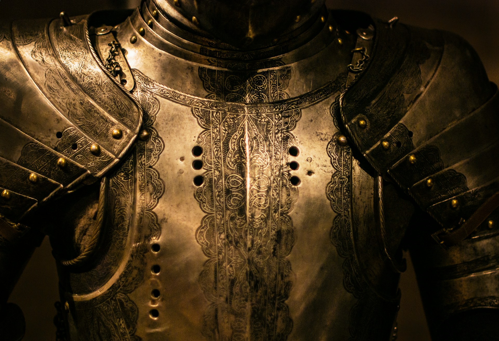 Close-up of a knight's armor